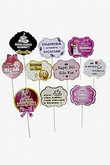 Happyland 10 Ad Söz Nişan Kız Isteme Konuşma Balonu Çubukları Sopalı