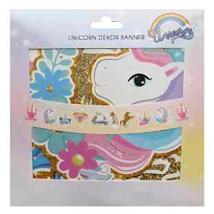 Happyland Unicorn Tek Boynuzlu At Dekoratif Banner Pembe İpli Dekor Banner Unicorn