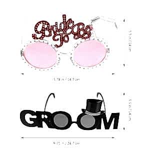 Happyland Parti Gözlüğü Groom Yazılı Damat Gözlüğü Bekarlığa Veda Gözlüğü + Gelin Bride Gözlük Pembe