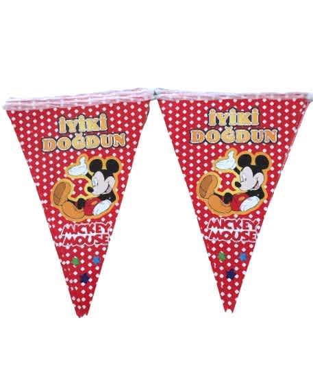 Happyland Mickey Mouse Temalı Açılır Üçgen Flama