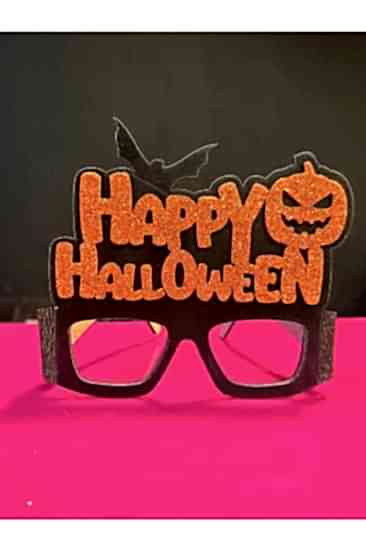 Happyland Halloween Happy Halloween Model Ahşap Turunc Siyah Parti Gözlüğü Cadılar Bayramı Gözlük