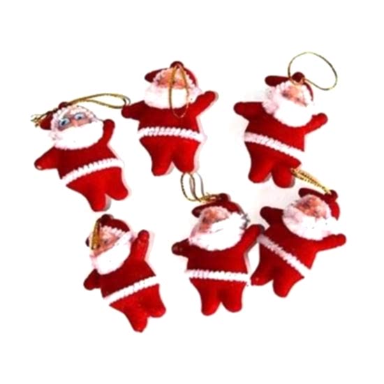 Yılbaşı  6lı  Kırmızı noel baba kırmızı renk ağaç süsü