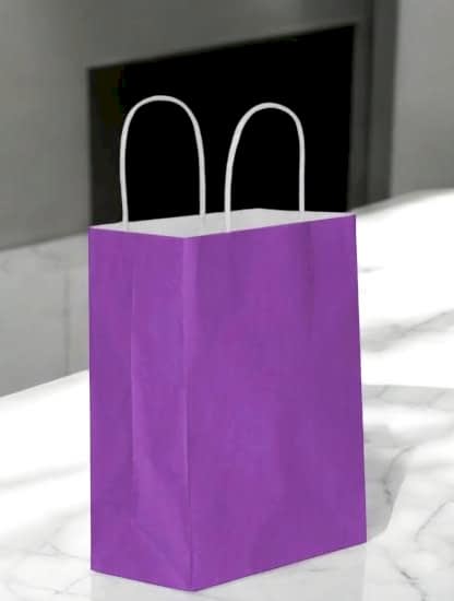 Happyland Mor Karton Çanta Büyük Boy Büküm Saplı 25 Adet 31*12*41 cm