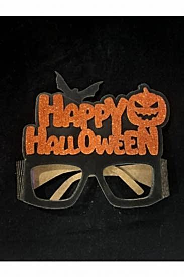 Happyland Halloween Happy Halloween Model Ahşap Turunc Siyah Parti Gözlüğü Cadılar Bayramı Gözlük