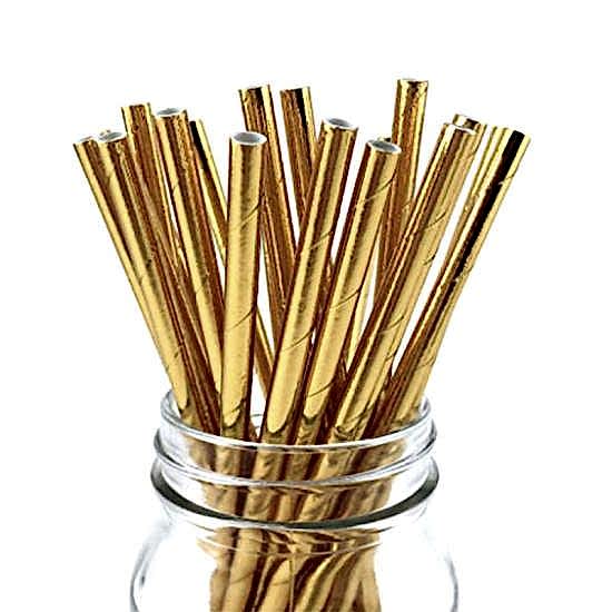 Happyland Metalik Kağıt Pipet Gold 24 Adet