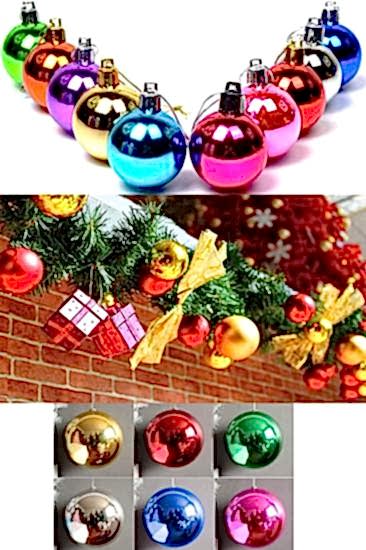 Happyland Yılbaşı Ağacı Süsleme 6 Cm Renkli 6’lı Karışık Renkli Cici Top 