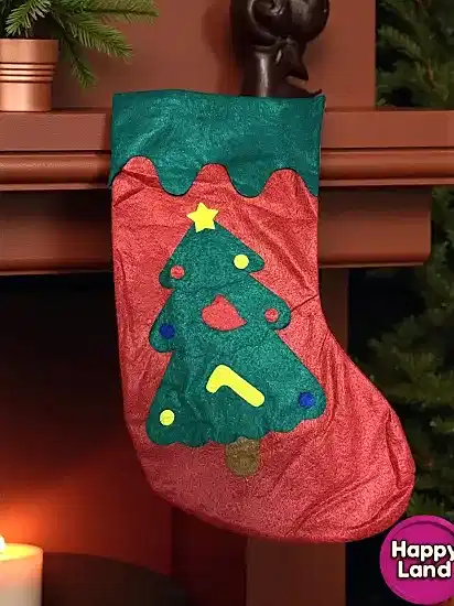 Happyland Yılbaşı Hediye Dağıtma Noel Çuvalı Çorap Dekoratif Çuval Süs 38 x17 cm HPY-14