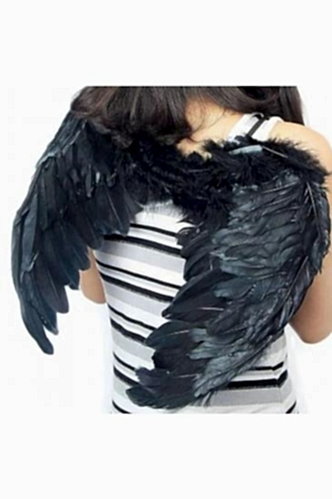 Happyland Halloween Siyah Renkli Küçük Boy Melek Kanadı 40 cm Kostüm Aksesuar Çocuk Melek Kanadı