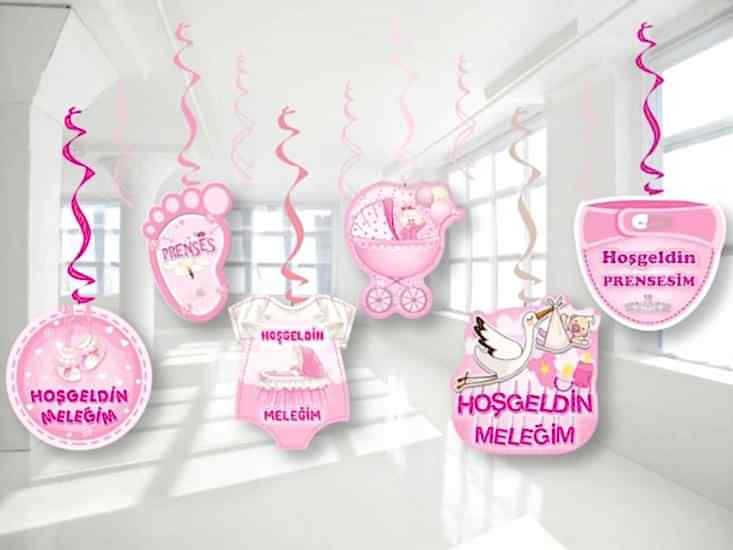 &nbsp;Happyland&nbsp;6 lı hoşgeldin bebeğim kız tema tavan sarkıt süs