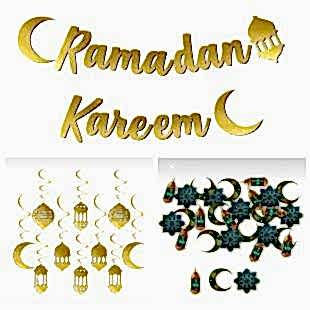 Happyland Ramazan Süsleri  3 parça (ramazanyay süs&ramadan kareem yazısı&masa konfetisi)