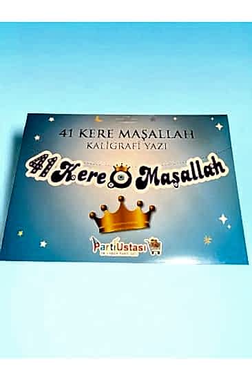 Happyland Sünnet Süsü 41 Kere Maşallah Yazılı  Banner Sünnet Kutlamaları Parti Süsü