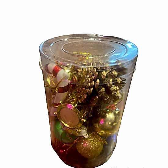 Happyland Yılbaşı Ağacı Süsleri 24’lü Asetat Kutulu Kozalaklı Mini Boy Yılbaşı Karışık Süs