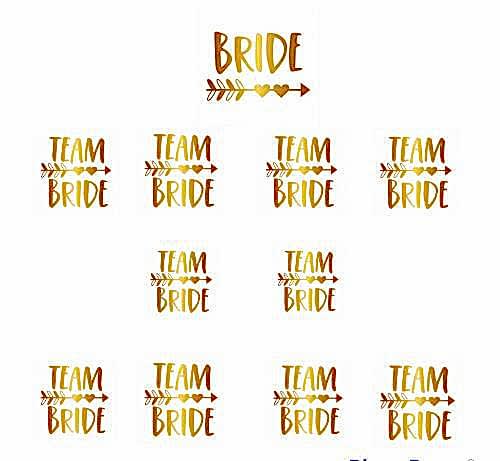 Happyland Kalpli Oklu Bride Gelin Dövmesi ve Team Bride Oklu Dövme 10’lu Bride To Be Partisi Kutlama Dövmesi Gelin Nedime Geçici Dövme Seti Gold