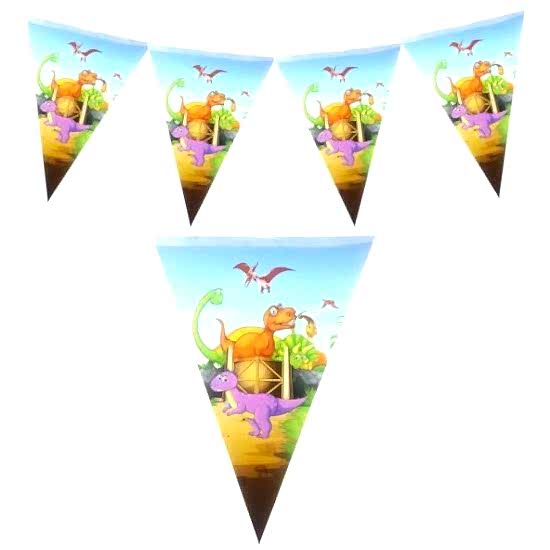 Happyland Dinazor Temalı İyiki Doğdun Üçgen Flama