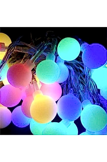 Happyland Yılbaşı Dekorasyon Ağaç Işığı 4 Metre Animasyonlu 20 Ledli Beyaz Kablo Fişli Renkli Top Led Işık 