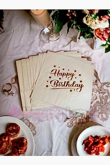 Happyland HAPPY BİRTHDAY Baskılı Yaldızlı Gold Varaklı Doğum Günü Peçetesi 16 Adet