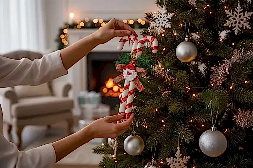 Happyland Yılbaş Süsü ’Lİ Baston Şeker Kapı Duvar Ağaç Süsü Noel Baba Figürlü 30 CM HPY26056