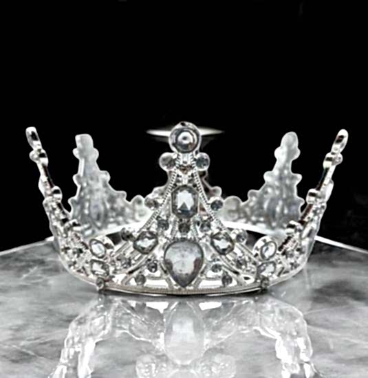   Taşlı Gümüş Pasta Tacı Taşlı Model Mika MODEL TAM TUR 14x14 cm -