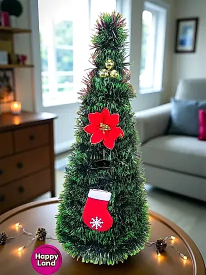 Happyland Masa Üzeri Yılbaşı Ağacı 45 cm Figürlü Lüks Yılbaşı Ağacı Dekor HPY-5