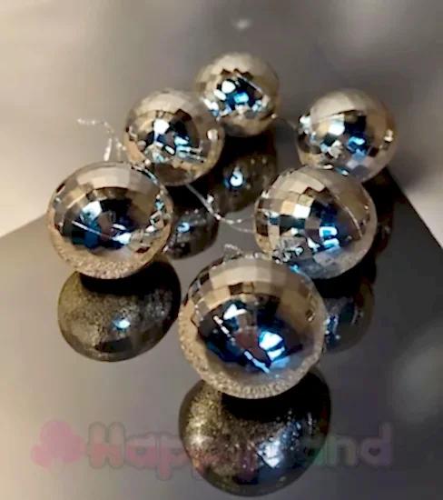 Happyland Yılbaşı Çam Ağacı Süsü Disko Topu Görünümlü Gümüş Yılbaşı Topu 6 Cm 6 Lı Diskop Topları HAPPY2025137