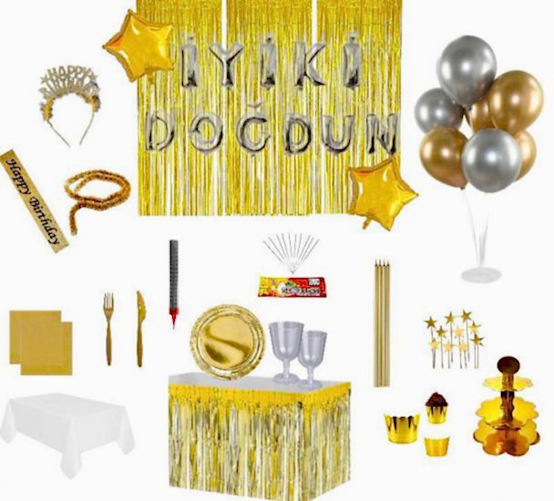 Happyland Yetiştin Parti Tam Dolu Full Set Yetişkin Doğum Günü Seti Gold Herşey Dahil Paket
