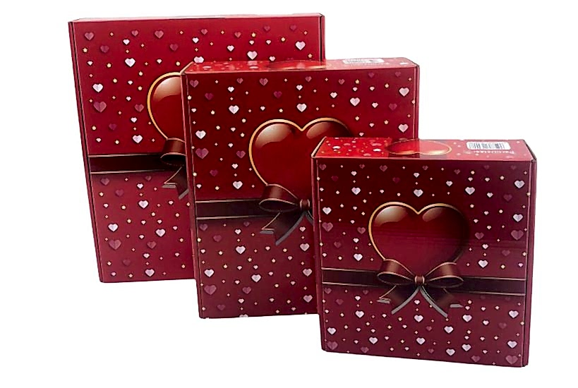 Kalpli Kırmızı 3’lü Kare Hediye Kutusu Seti 3 Boy