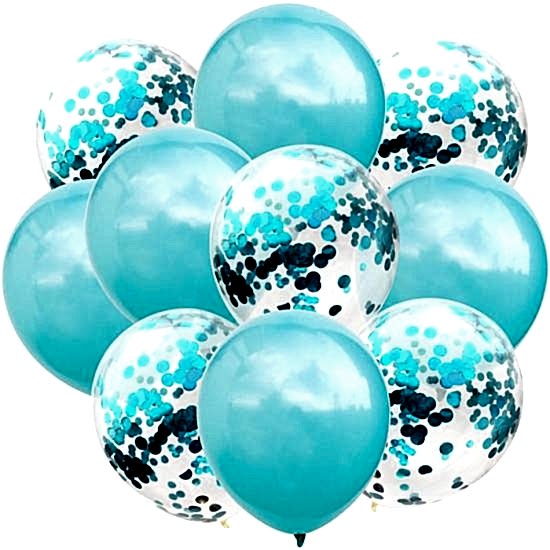 Açık Mavi Konfetili Balon 10 Adet