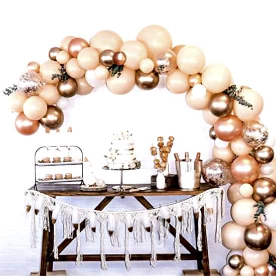 Açık Somon Rose Gold Krom Konfetili Balon Zincir Seti