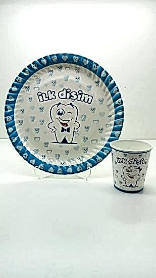 Happyland Mavi Diş Buğdayı Temalı Tabak Ve Bardak