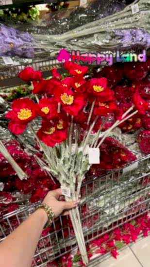 Happyland Yapay Çiçek Gelincik Dalı Kırmızı Renk 60 cm 1 Adet Gelincik HPY-26132