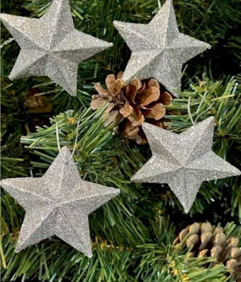Happyland Yılbaşı Ağacı Süsü 4’lü Gümüş Renkli Yıldız Süs 7 Cm Yıldız Çam Ağacı Süsü