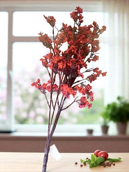 Happyland Yapay Kırmızı Bahar Dalı 55 Cm Kırmızı Renk Japon Kiraz Çiçeği