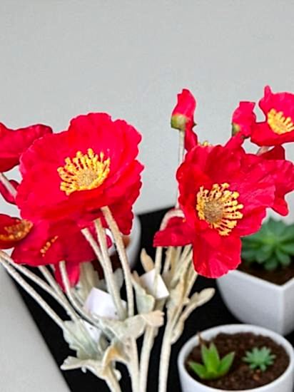Happyland Yapay Çiçek 3’lü Gelincik Dalı Kırmızı Renk 60 cm Gelincik HPY-26132