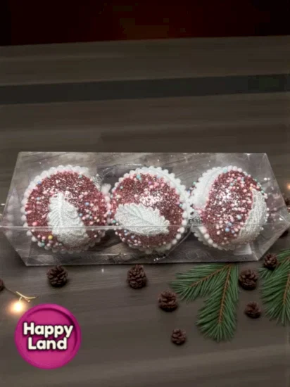 Happyland Yılbaşı Ağacı Süsü Rose Pembe Parıltılı Süslü 6 adet 8 cm Lüks Yılbaşı Topu HAPPY2025109