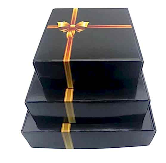 Siyah  3’lü Kare Hediye Kutusu Seti 3 Boy