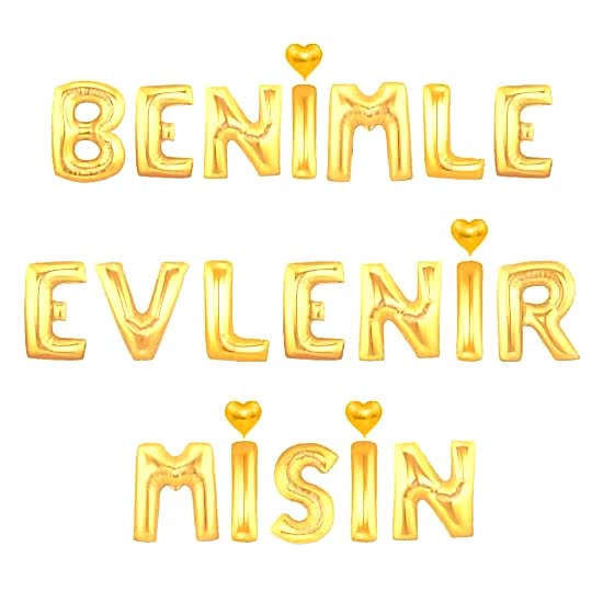 Happyland Gold Renk&nbsp;Benimle Evlenir Misin? Folyo Set Balon
