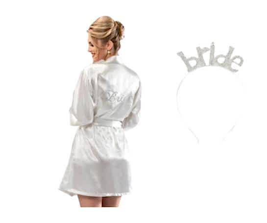 Happyland Taşlı Bride Sabahlığı ve Tacı Set Bride To Be Partisi