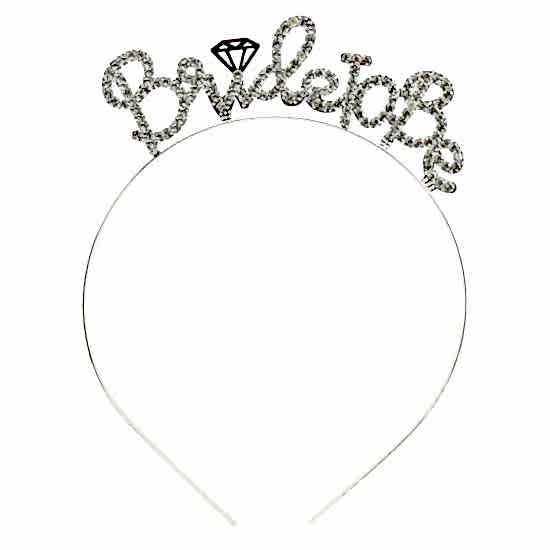 Happyland Bride To Be Metal Taç, Parlak Taşlı, Gümüş Renk