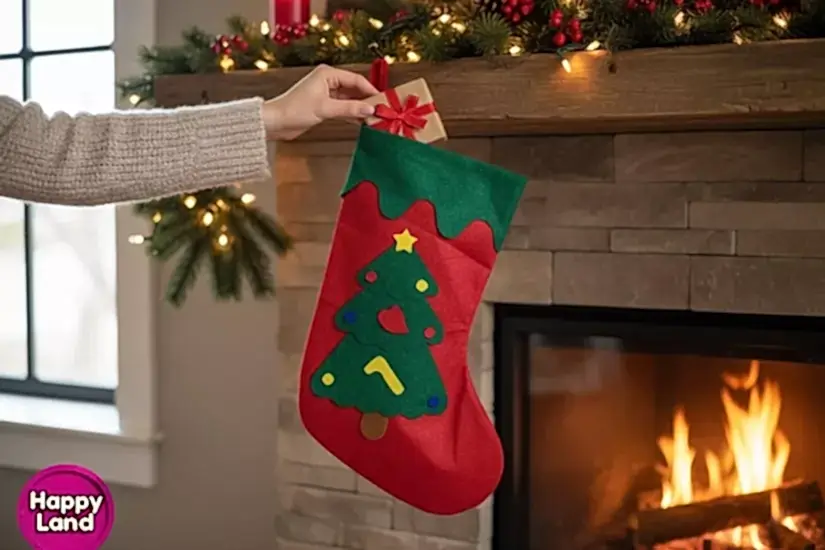 Happyland Yılbaşı Hediye Dağıtma Noel Çuvalı Çorap Dekoratif Çuval Süs 38 x17 cm HPY-14