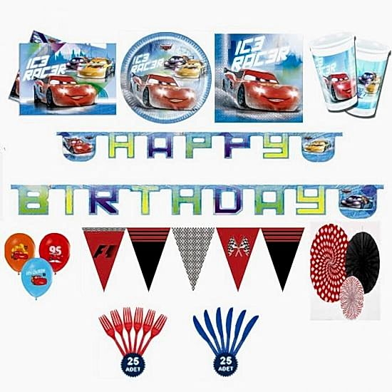 Cars Temalı Doğum Günü Parti Seti Ekonomik 16 Kişilik
