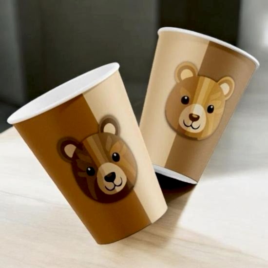 Ayıcıklı Retro Tabak Bardak Seti Retro Konsept Doğum Günü Süsleri