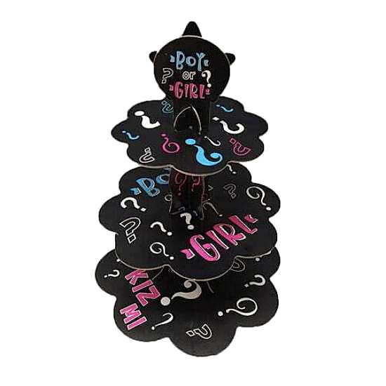 Happyland Cinsiyet Kız mı Erkek mi Kek Standı 3 Katlı