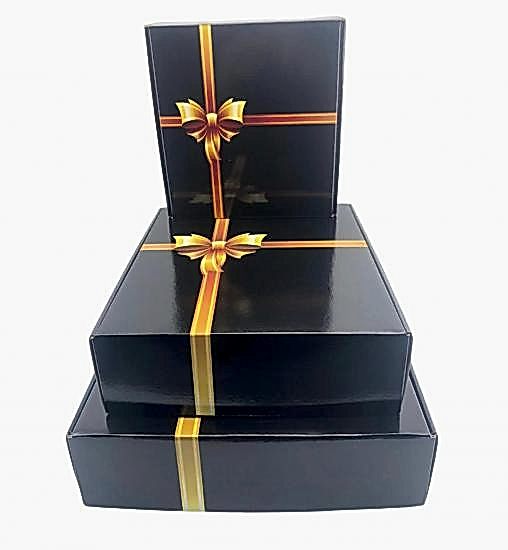 Siyah  3’lü Kare Hediye Kutusu Seti 3 Boy