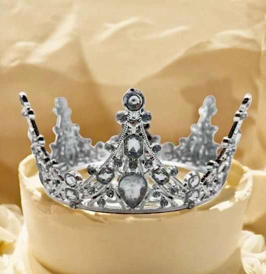   Taşlı Gümüş Pasta Tacı Taşlı Model Mika MODEL TAM TUR 14x14 cm -