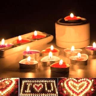 24 adet Kalp Şeklinde Tea Light Mum