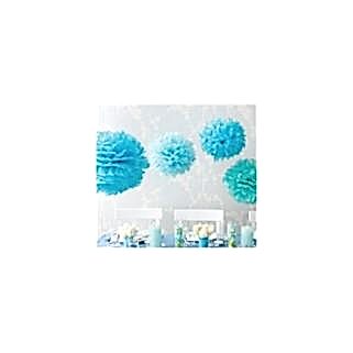 Ponpon Çiçek Mavi 6 Adet