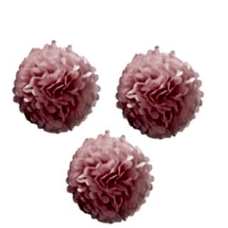 3 Lü Pembe Renk Pelur Kağıt Ponpon Çiçek Asma Süs 25 Cm