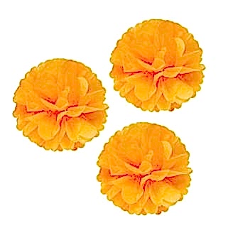 3 Lü Turuncu Renk Pelur Kağıt Ponpon Çiçek Asma Süs 25 Cm