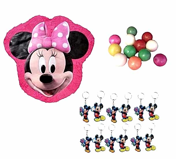 Happyland Minnie Figürlü Minnie Temalı Pinyata + Anahtarlık + Top Seti 3’lü Parti Seti
