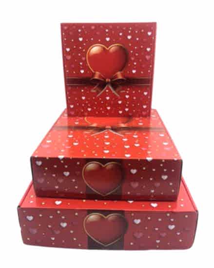 Kalpli Kırmızı 3’lü Kare Hediye Kutusu Seti 3 Boy